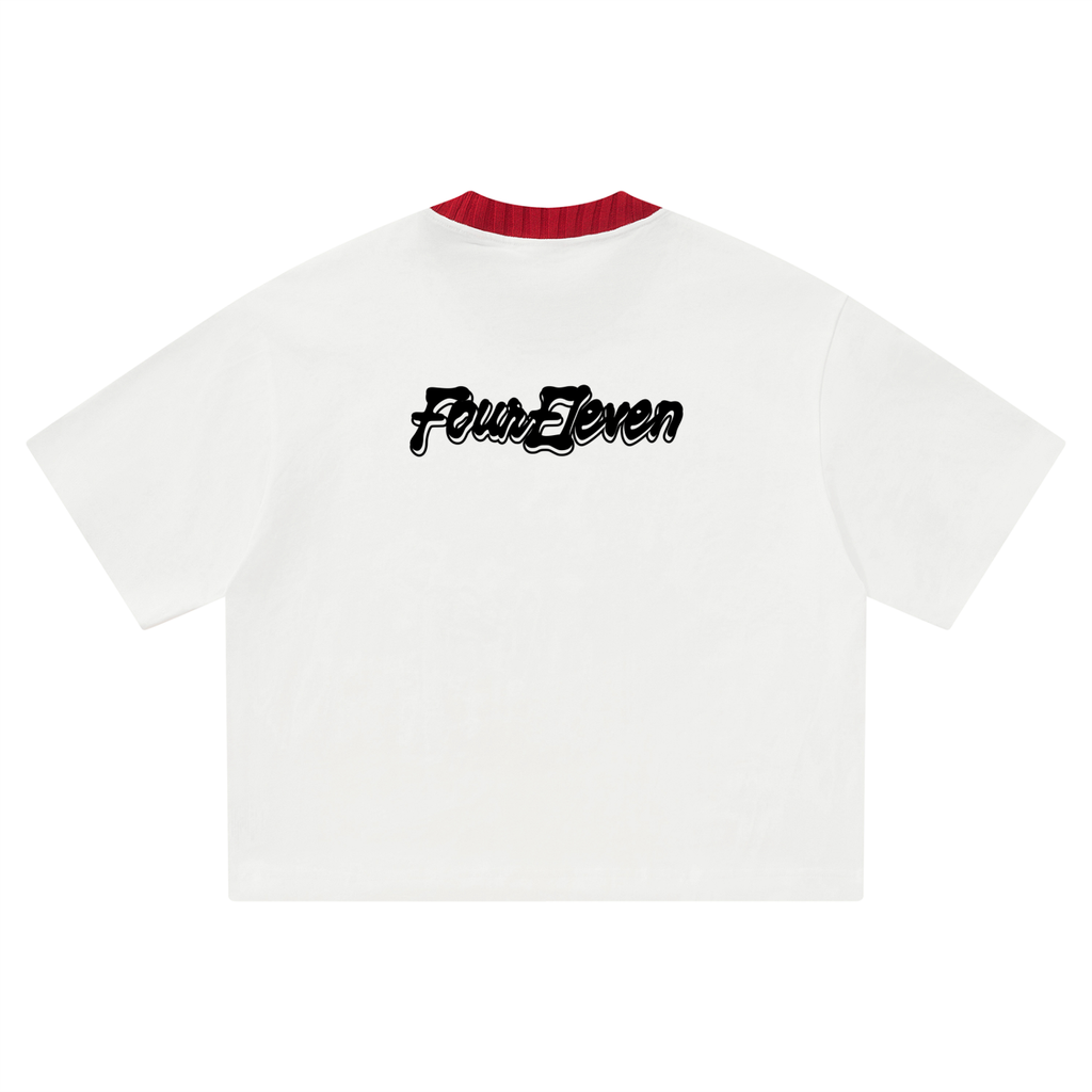 boxy contrast collar tee