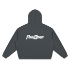 waffle knit double zip hoodie