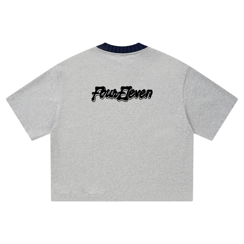 boxy contrast collar tee