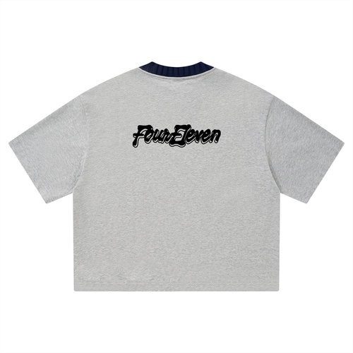 boxy contrast collar tee