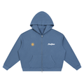 waffle knit double zip hoodie
