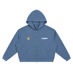 waffle knit double zip hoodie