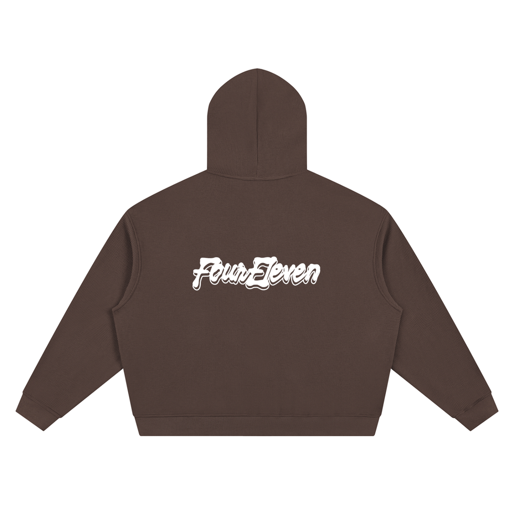 waffle knit double zip hoodie