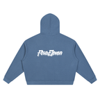 waffle knit double zip hoodie