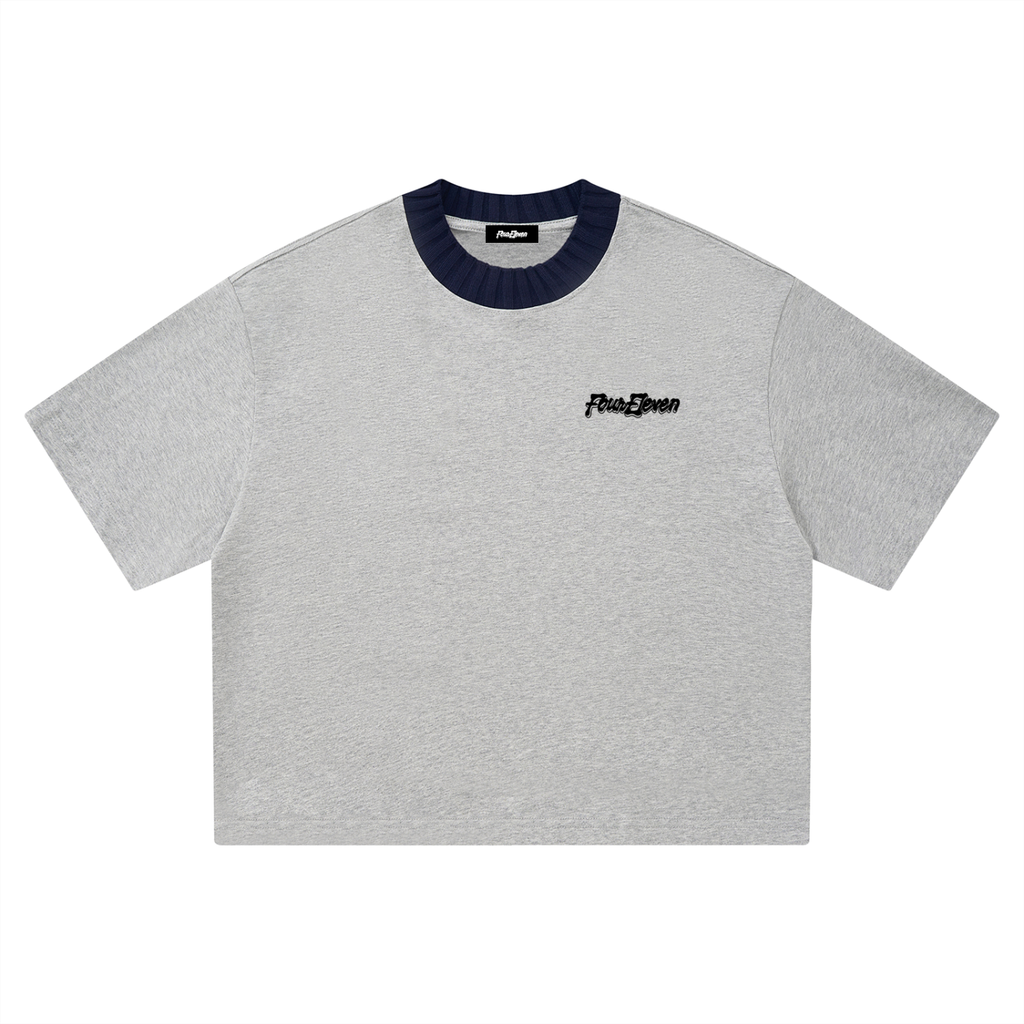 boxy contrast collar tee